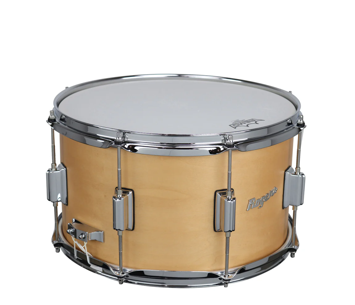 Rogers Powertone 14 x 8 Wood Shell Snare Drum in Satin Natural w/Beavertail Lugs - Image 2