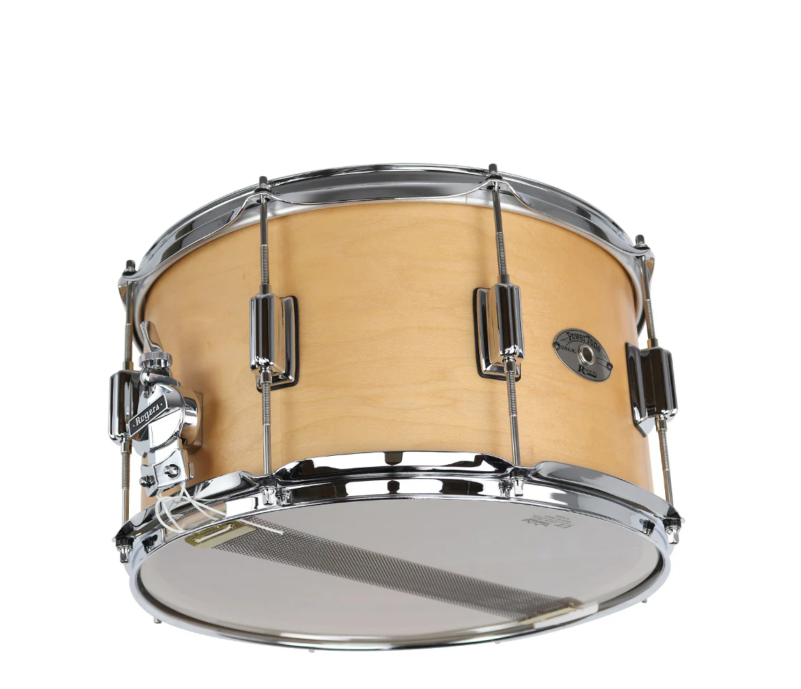 Rogers Powertone 14 x 8 Wood Shell Snare Drum in Satin Natural w/Beavertail Lugs - Image 3
