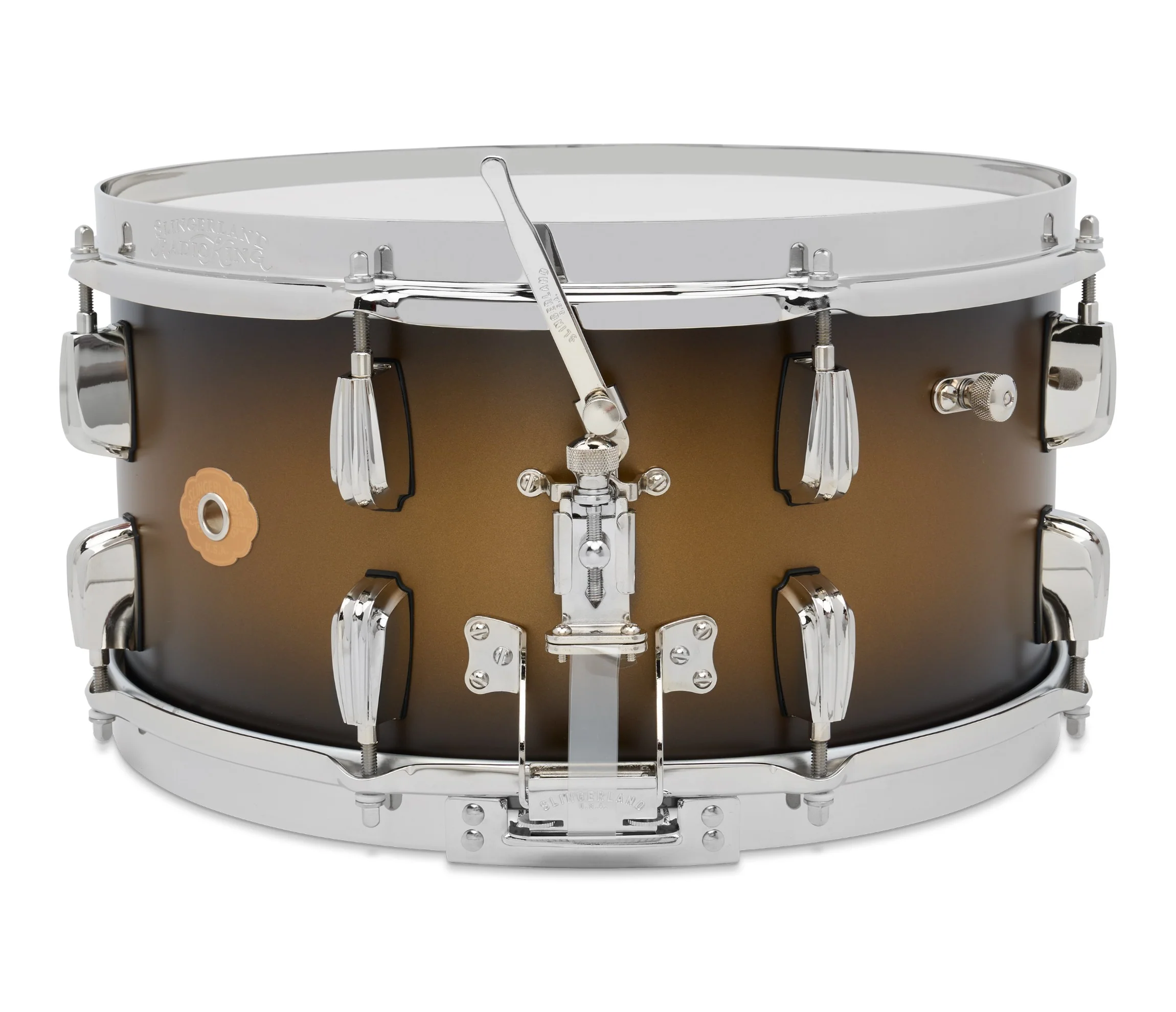 Slingerland Radio King 14" x 7" Snare Drum In Black and Gold Lacquer - Image 2