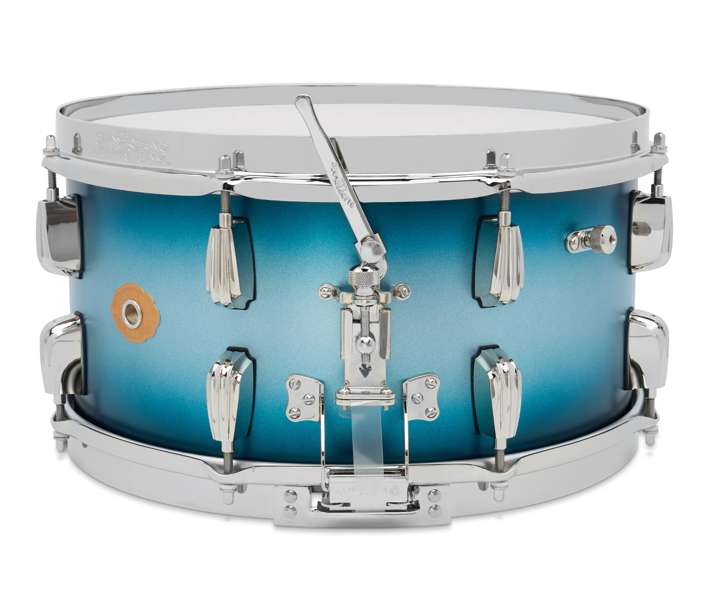 Slingerland Radio King 14" x 7" Snare Drum In Blue and Silver Lacquer - Image 2