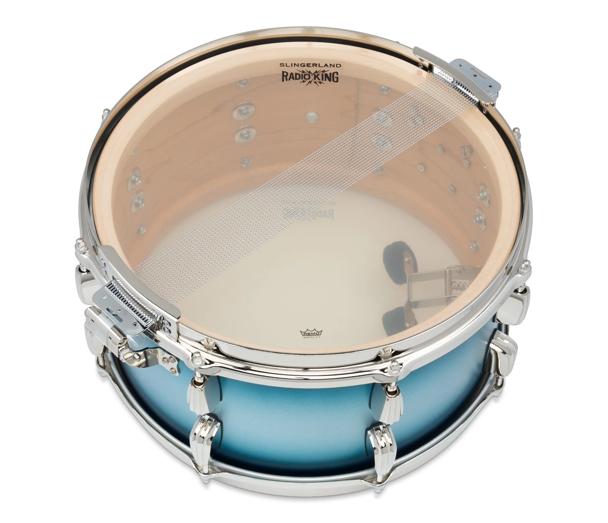 Slingerland Radio King 14" x 7" Snare Drum In Blue and Silver Lacquer - Image 6