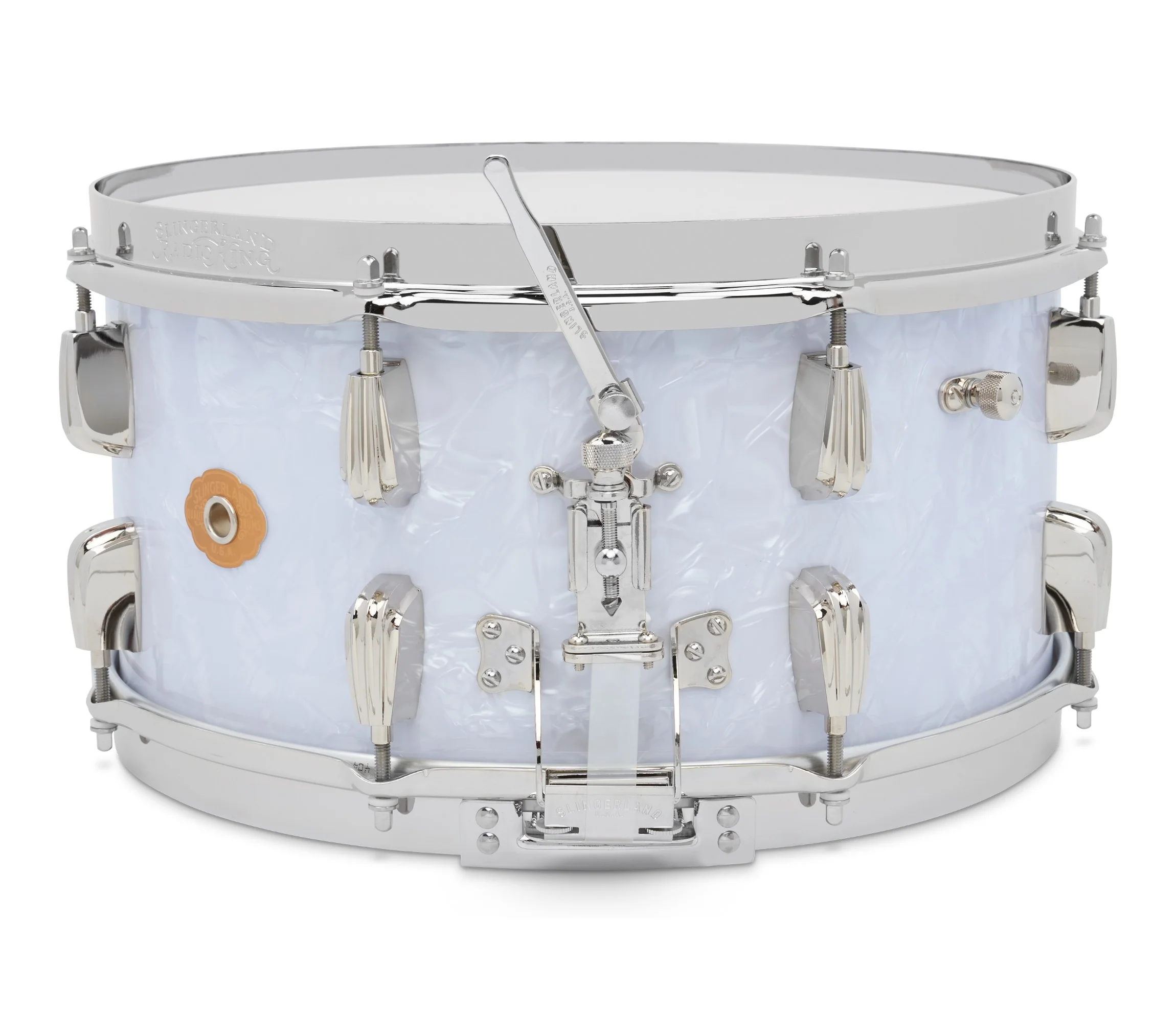 Slingerland Radio King 14" x 7" Snare Drum In White Marine Pearl - Image 2