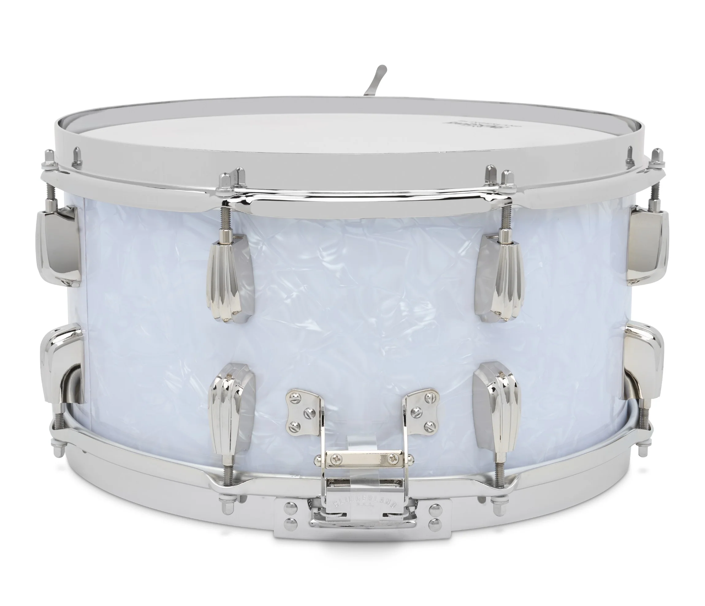 Slingerland Radio King 14" x 7" Snare Drum In White Marine Pearl - Image 4