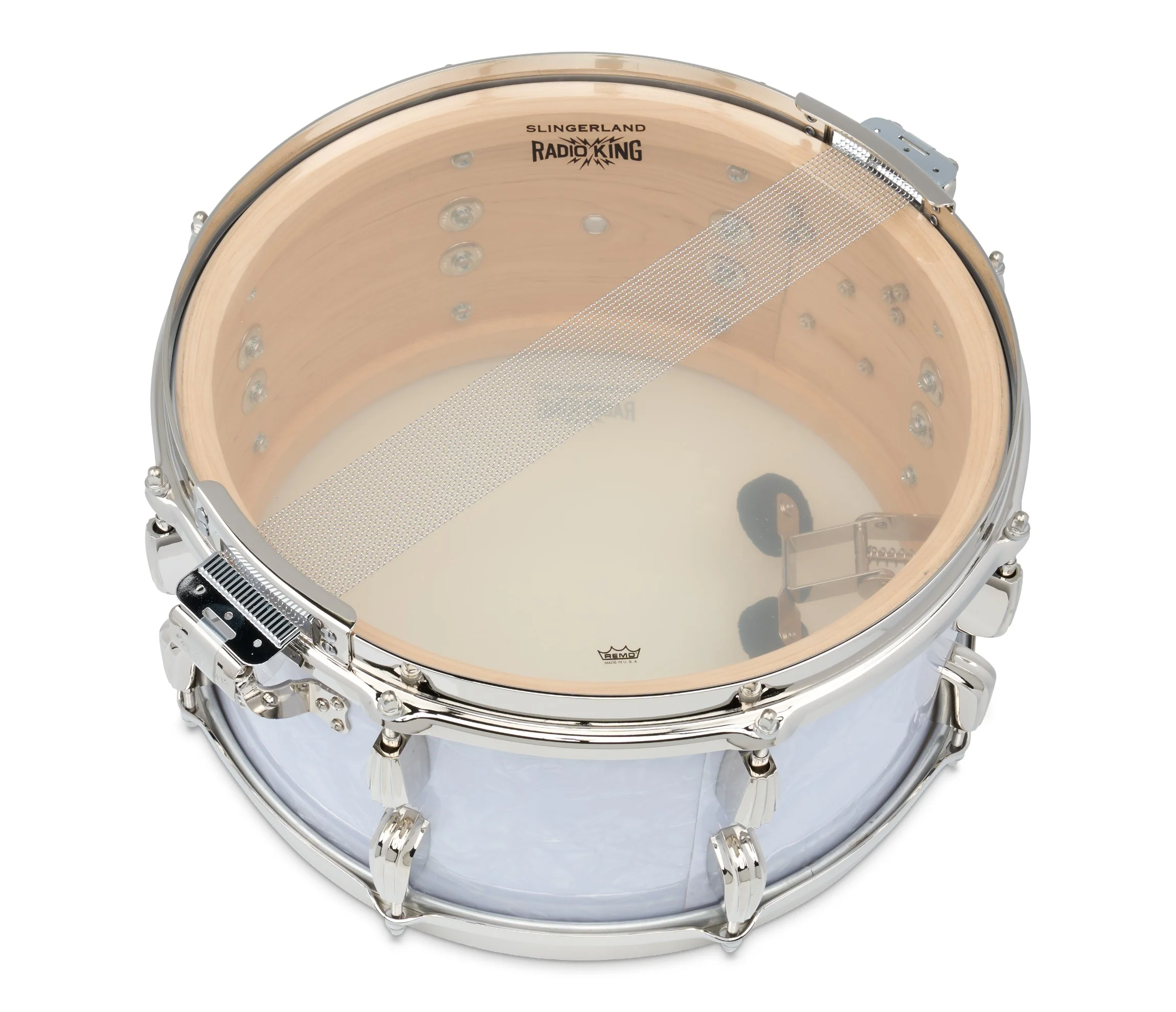 Slingerland Radio King 14" x 7" Snare Drum In White Marine Pearl - Image 6