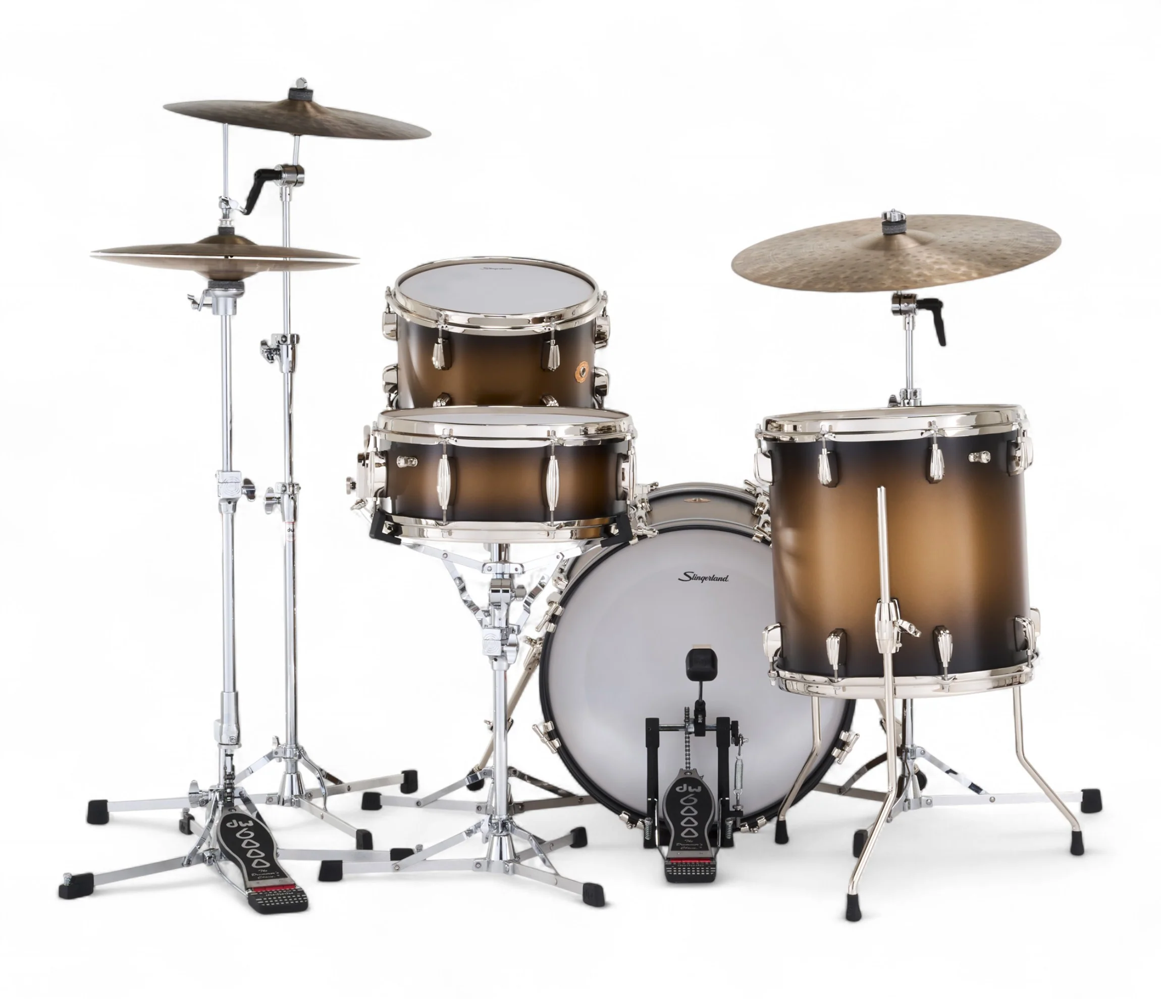 Slingerland Radio King 18" 4-Piece Shell Pack w/ Snare in Black & Gold Lacquer 18/12/14/5.5sn - Image 2