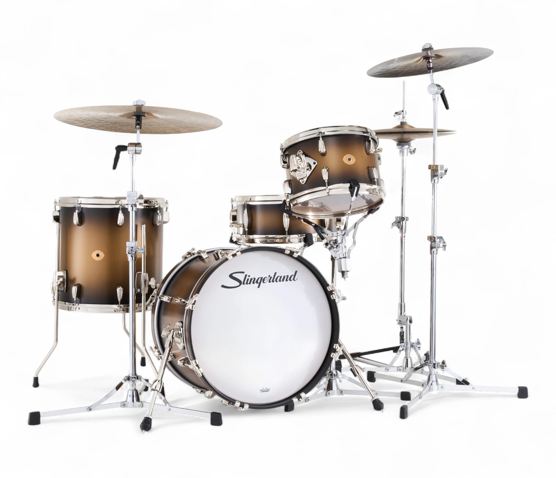 Slingerland Radio King 18" 4-Piece Shell Pack w/ Snare in Black & Gold Lacquer 18/12/14/5.5sn - Image 6