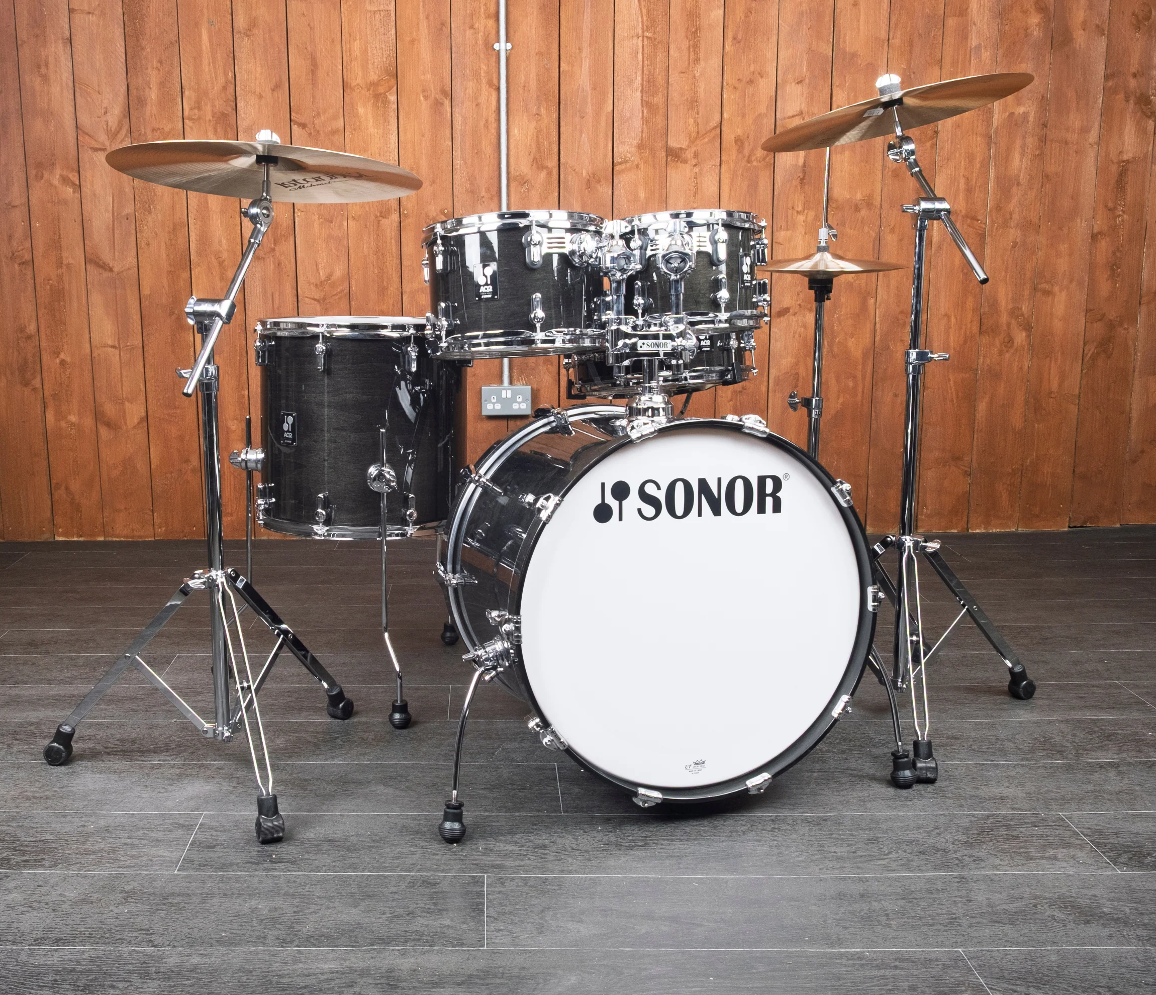 Sonor AQ2 Stage Set 5-Piece 22" Shell Pack in Transparent Satin Black
