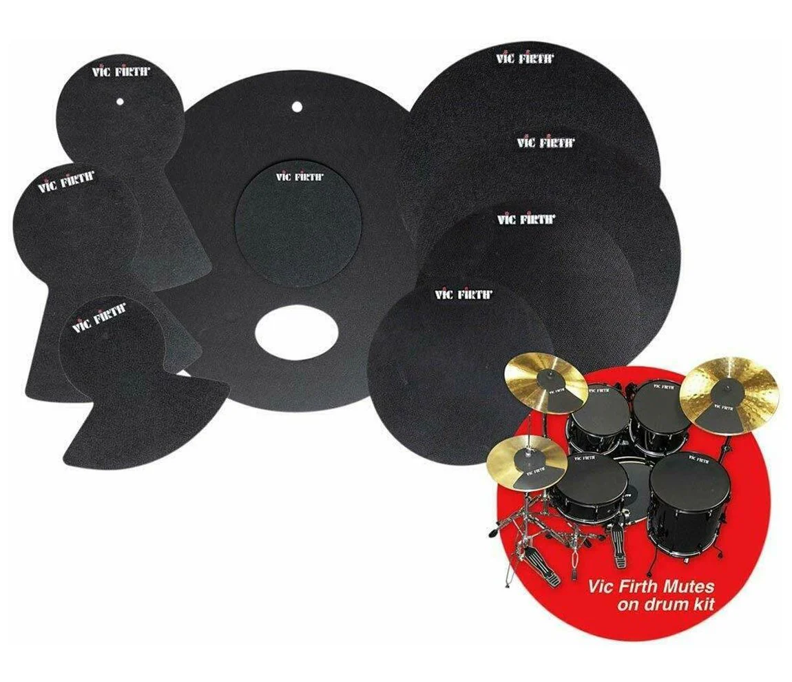 Vic Firth Drum Mute Pack w/ 10” 12” 14” 16" 22" hi-hat and cymbal (2)