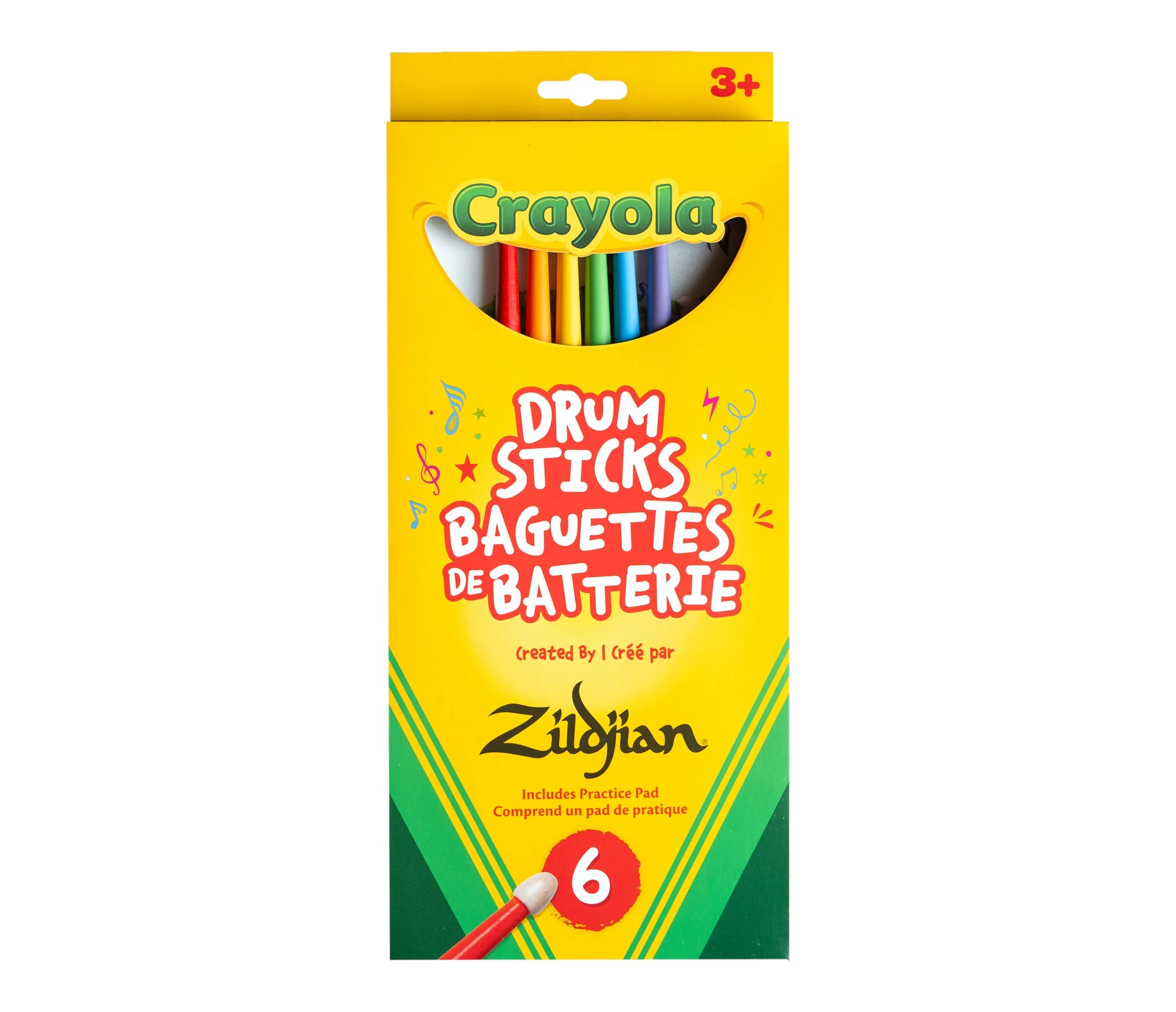 Zildjian x Crayola 6 Multi Colour Drumsticks & Pad - Image 3
